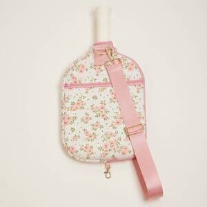 NEW STONE & STITCH women's floral neoprene pickleball paddle bag in pink/cream